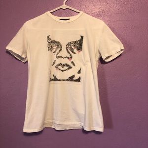 White Obey Floral Face Logo Tee